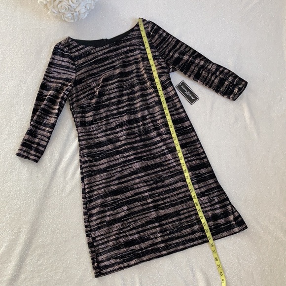 NWT Metallic Rose Gold Velvet Cocktail Long Sleeve Dress - Picture 11 of 16